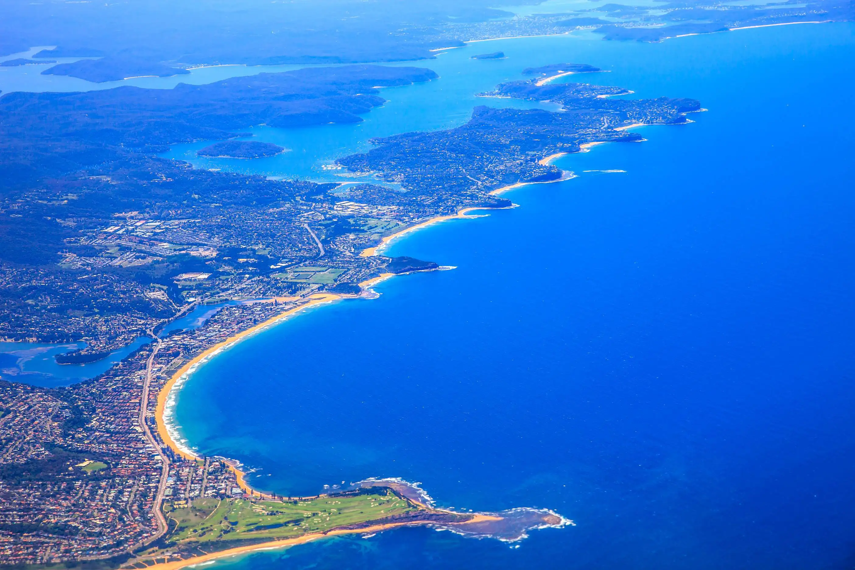 Aerial view of the Northern Beaches coastline